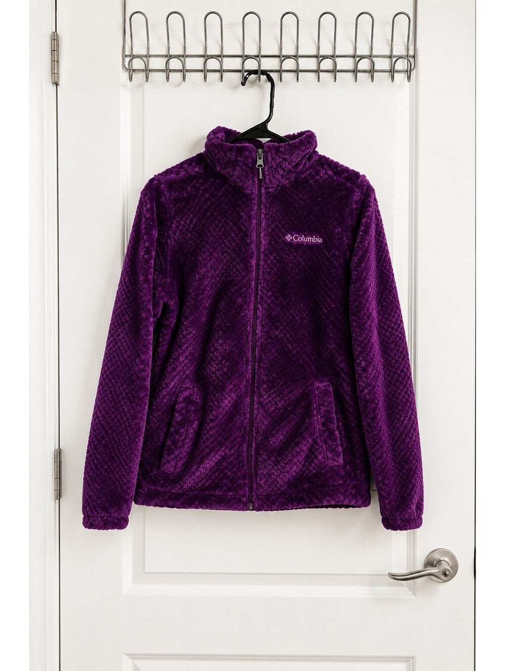 Columbia Youth LG Purple Plush Fleece Full Zip Jacket Sz Large High Pile Sherpa